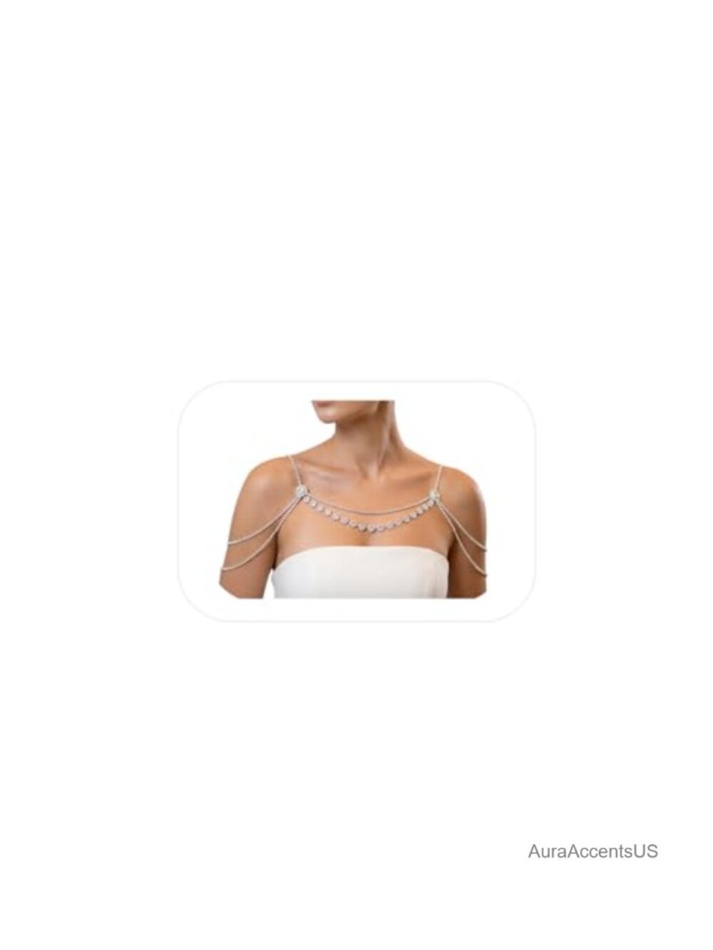 Multi-Layered Rhinestone Body Chain Necklace, Sexy Rave Crystal Shoulder Chain